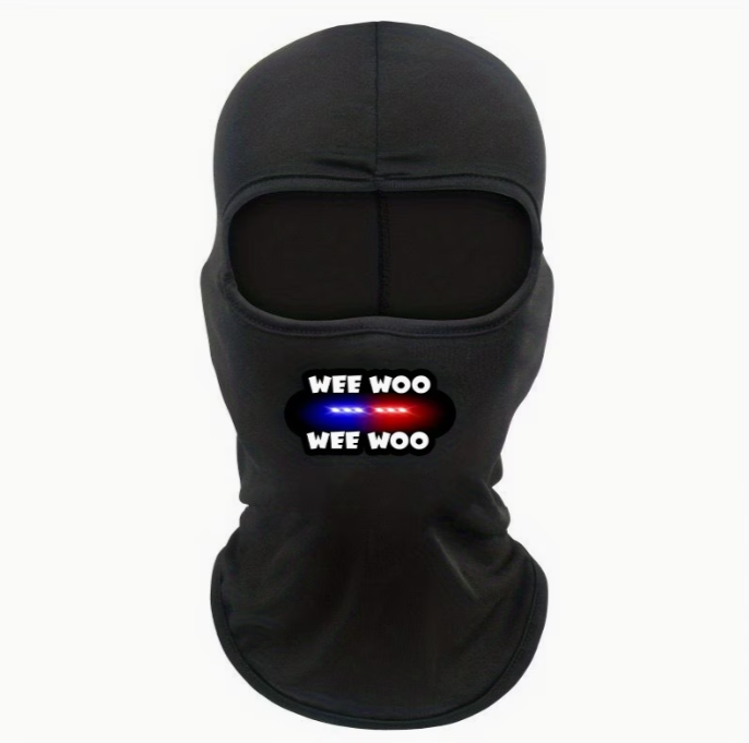 "WEE WOO" Balaclava – Sätt stopp för tråkiga turer!