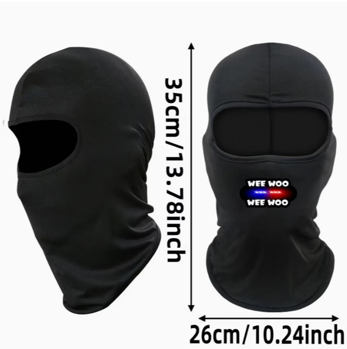 "WEE WOO" Balaclava – Sätt stopp för tråkiga turer!